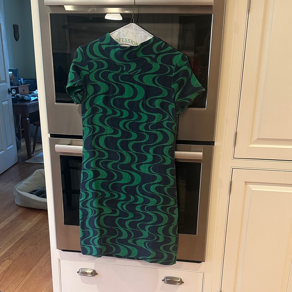 Frances Valentine Green and Navy Wave Mini Dress